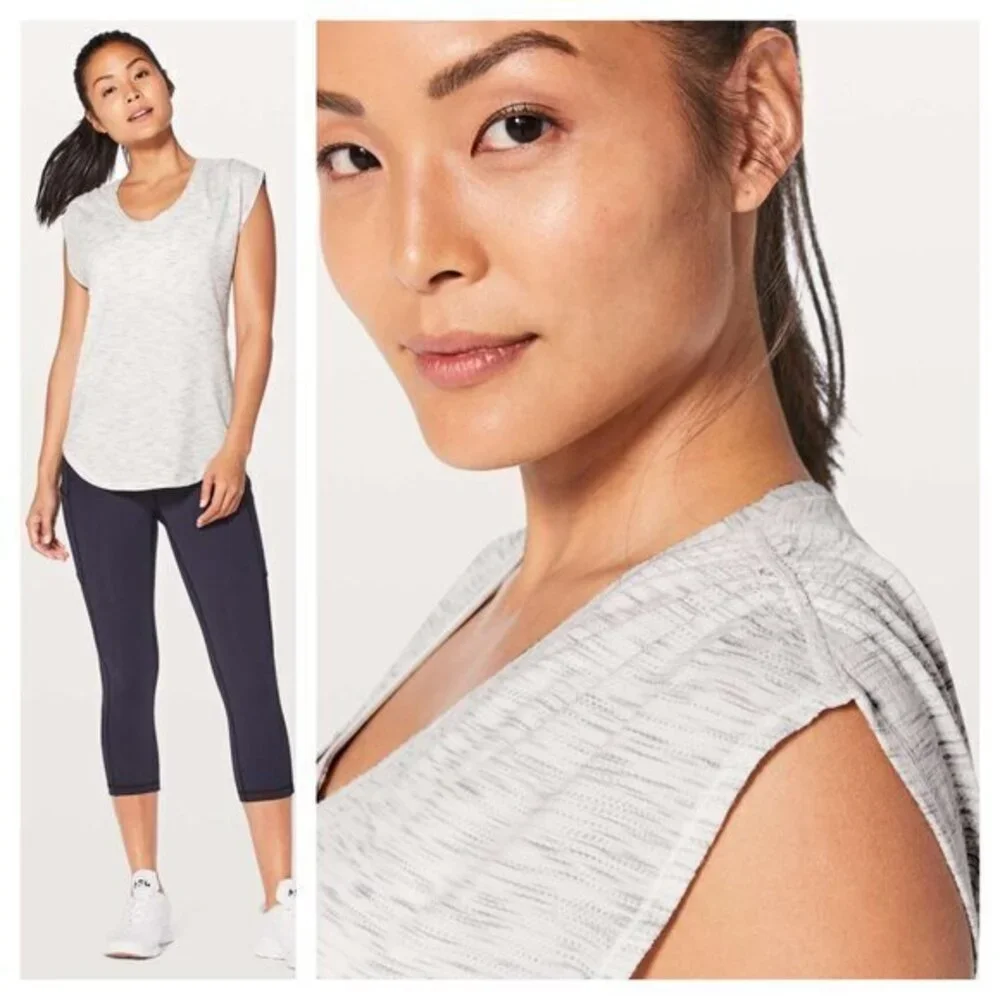 Lululemon Sweat Times Short Sleeve S Tiger Space Dye Hail White